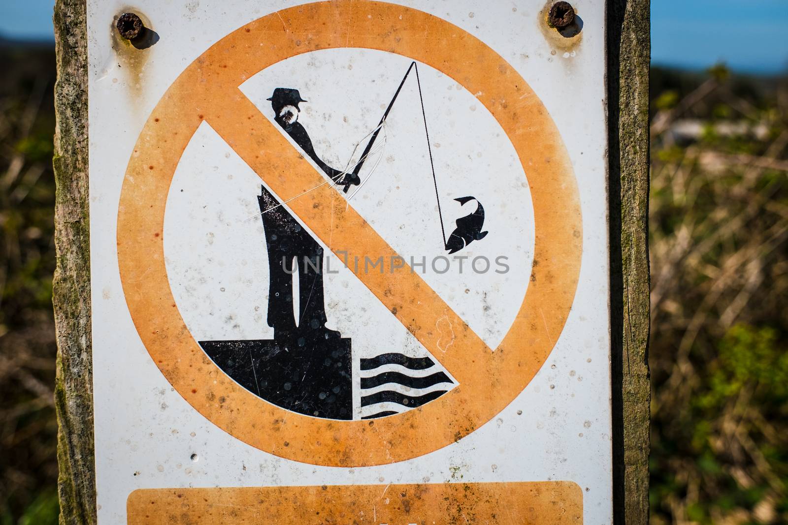 no fishing beyond this point - warning sign by paddythegolfer