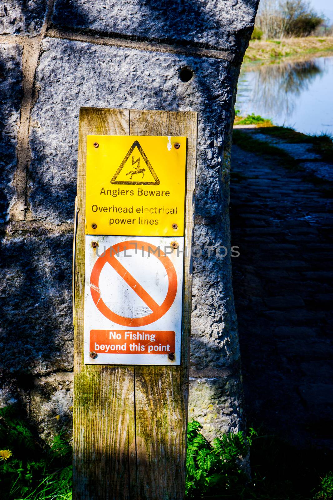 no fishing beyond this point - warning sign by paddythegolfer