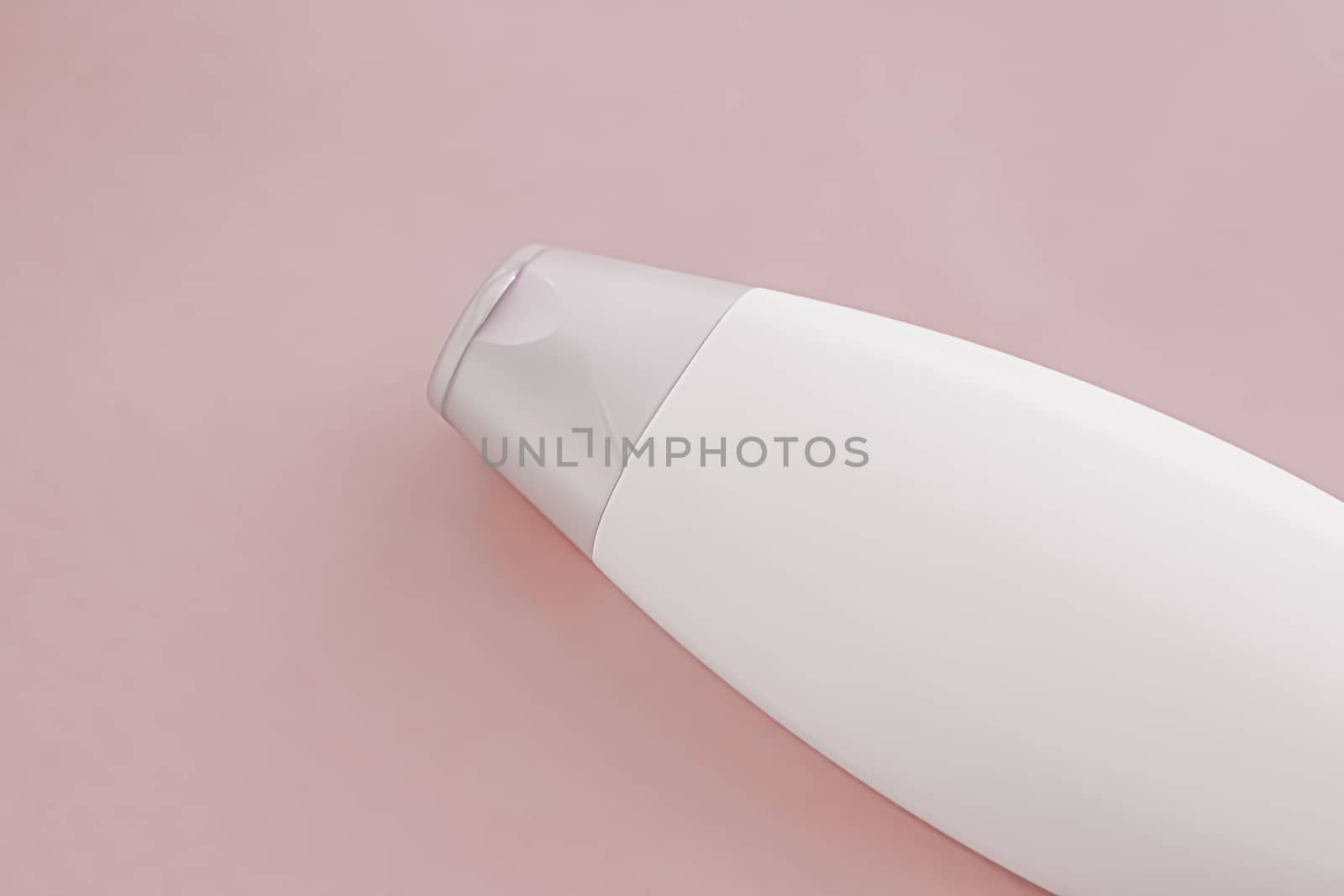 Blank label shampoo bottle or shower gel on pink background, beauty product and body care cosmetics by Anneleven