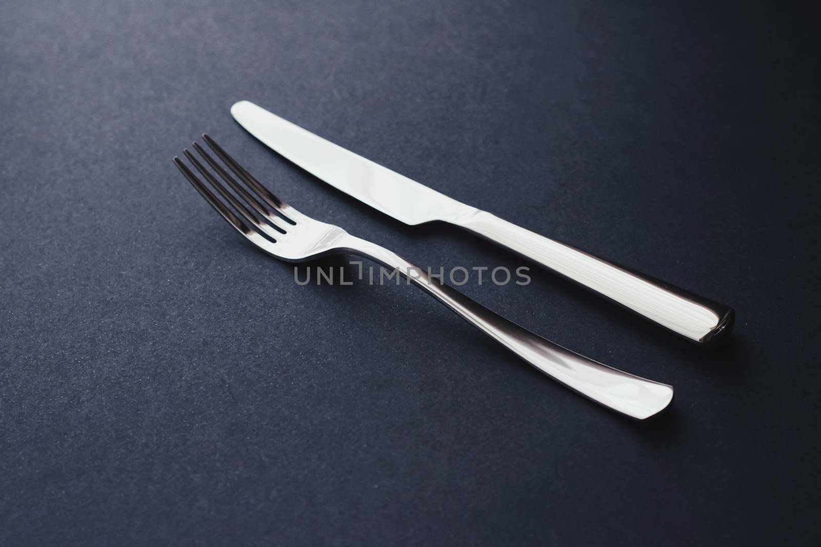 Fork and knife, silver cutlery for table decor, minimalistic design and diet by Anneleven