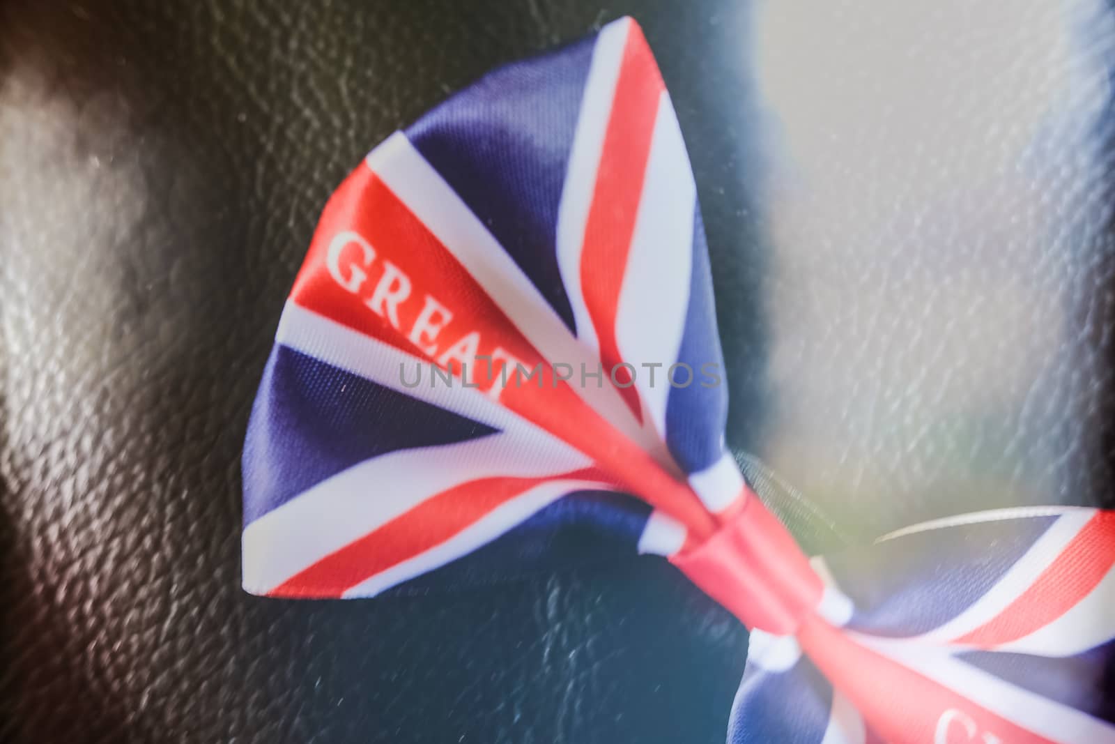 Bow tie with Union Jack flag on black background UK