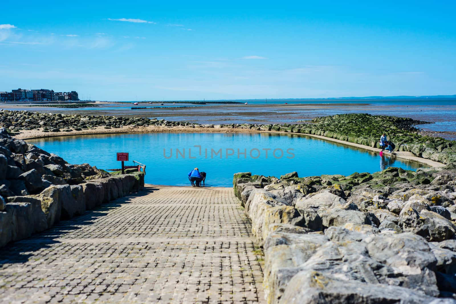 boating and paddling pool on Morecambe beach by paddythegolfer