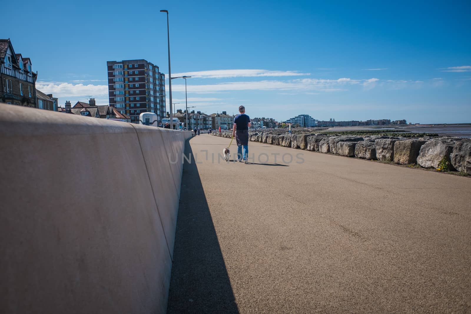 English Seaside promenaders. Morecambe in Lancashire, North West England,