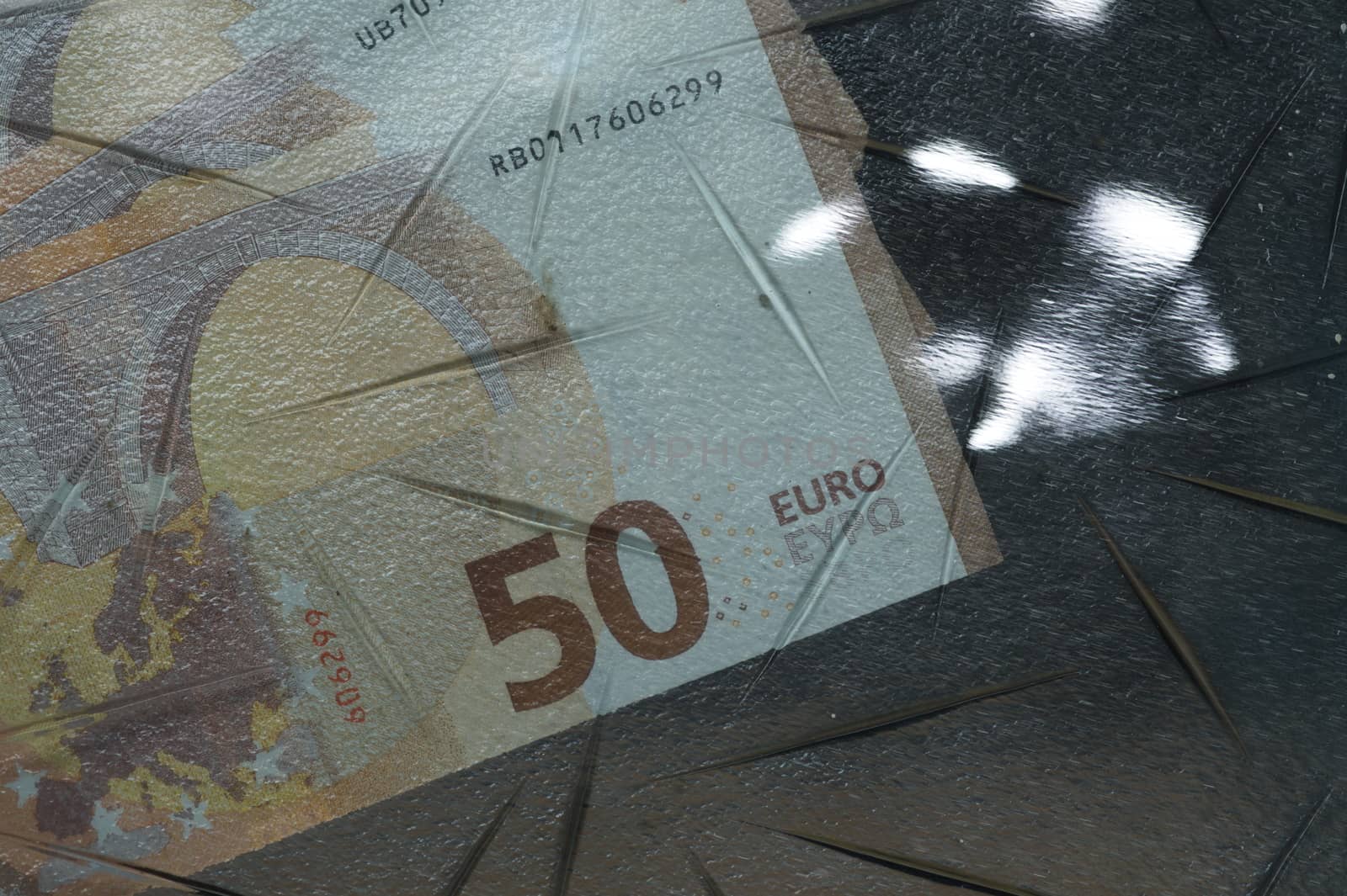 close up of fifty euro money