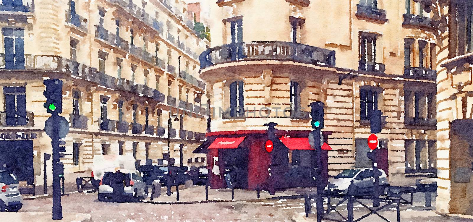 Watercolour Art Print, Travel in Europe Scene by Anneleven