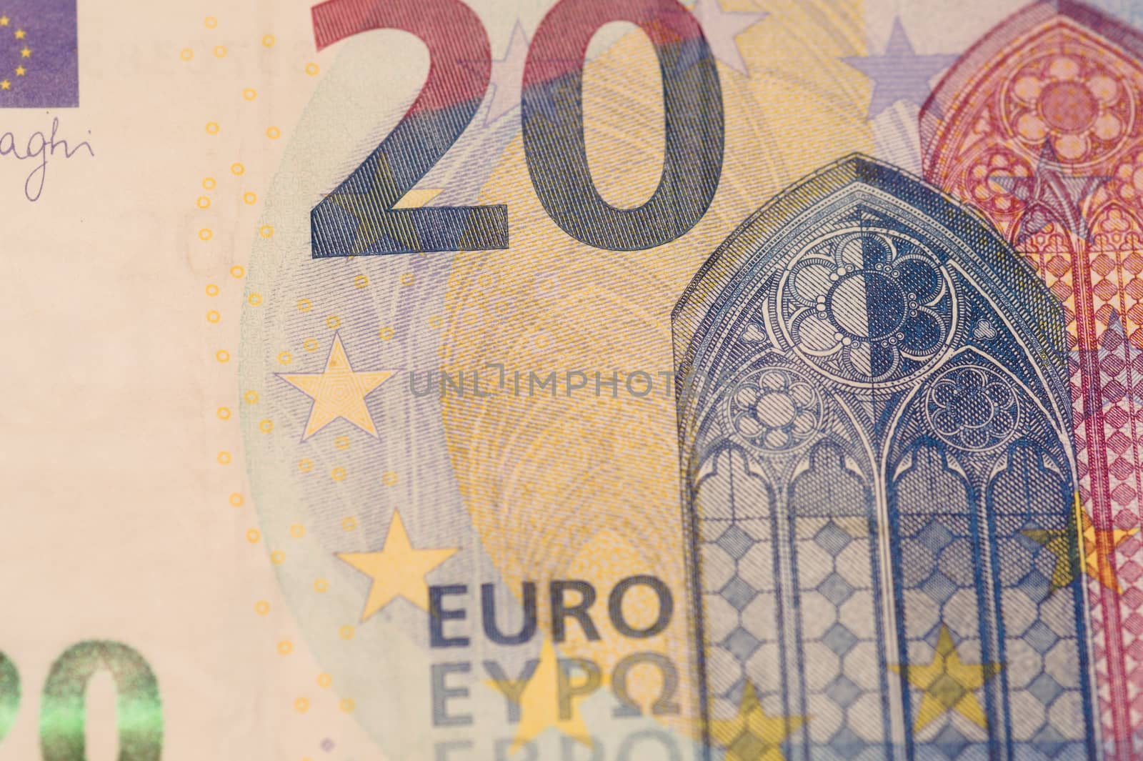 close up of twenty euro money