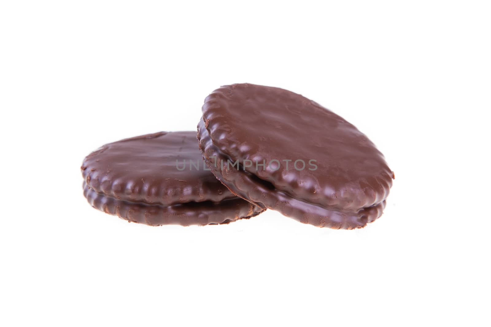 Chocolate round cookie isolated on white background