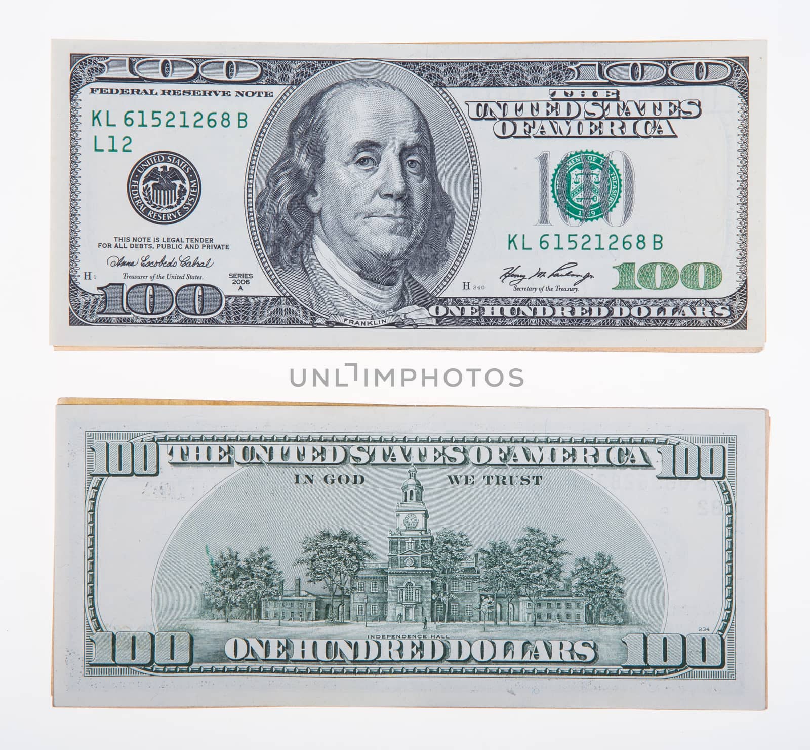 dollars notes isolated on white background