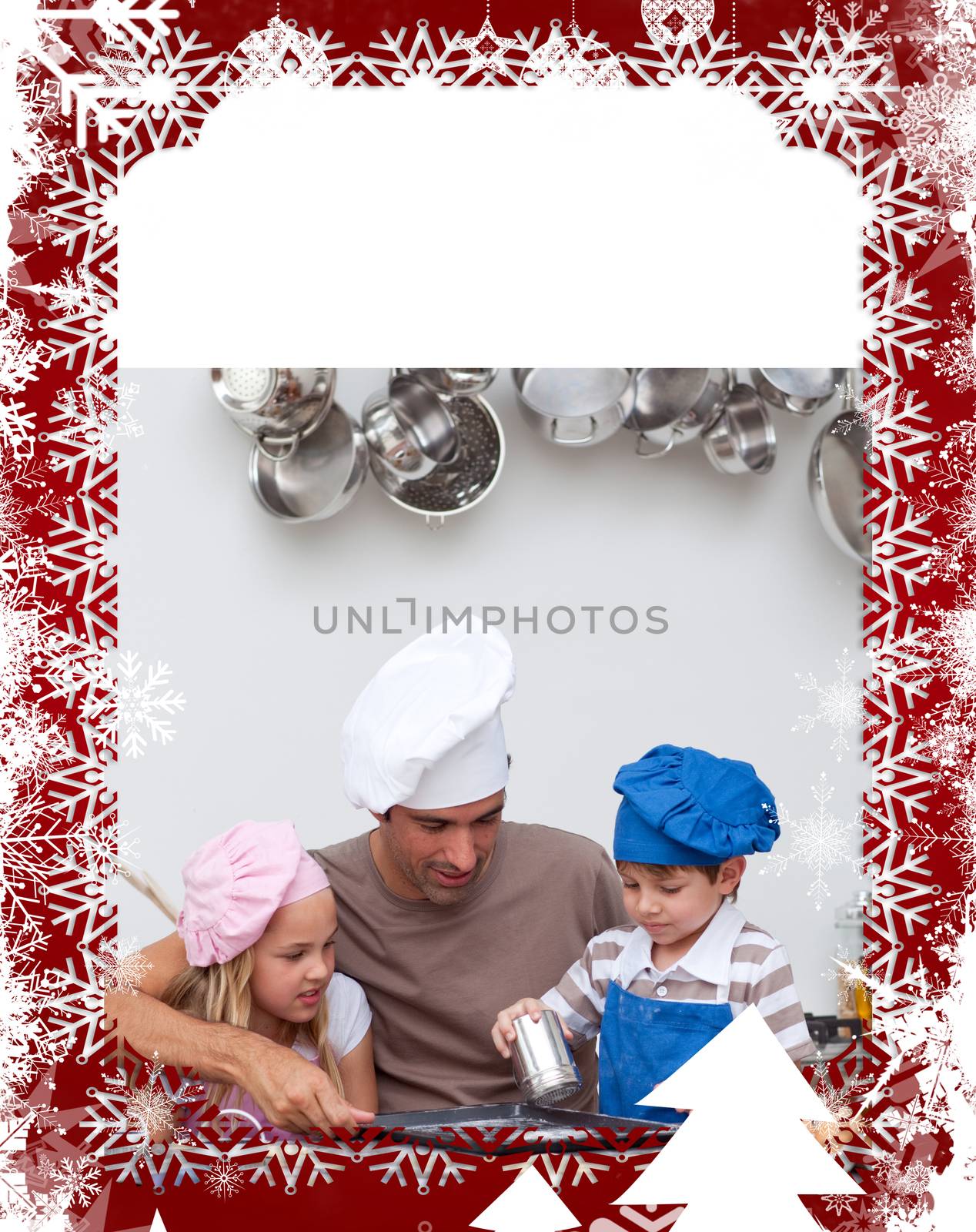 Father baking cookies with his children by Wavebreakmedia