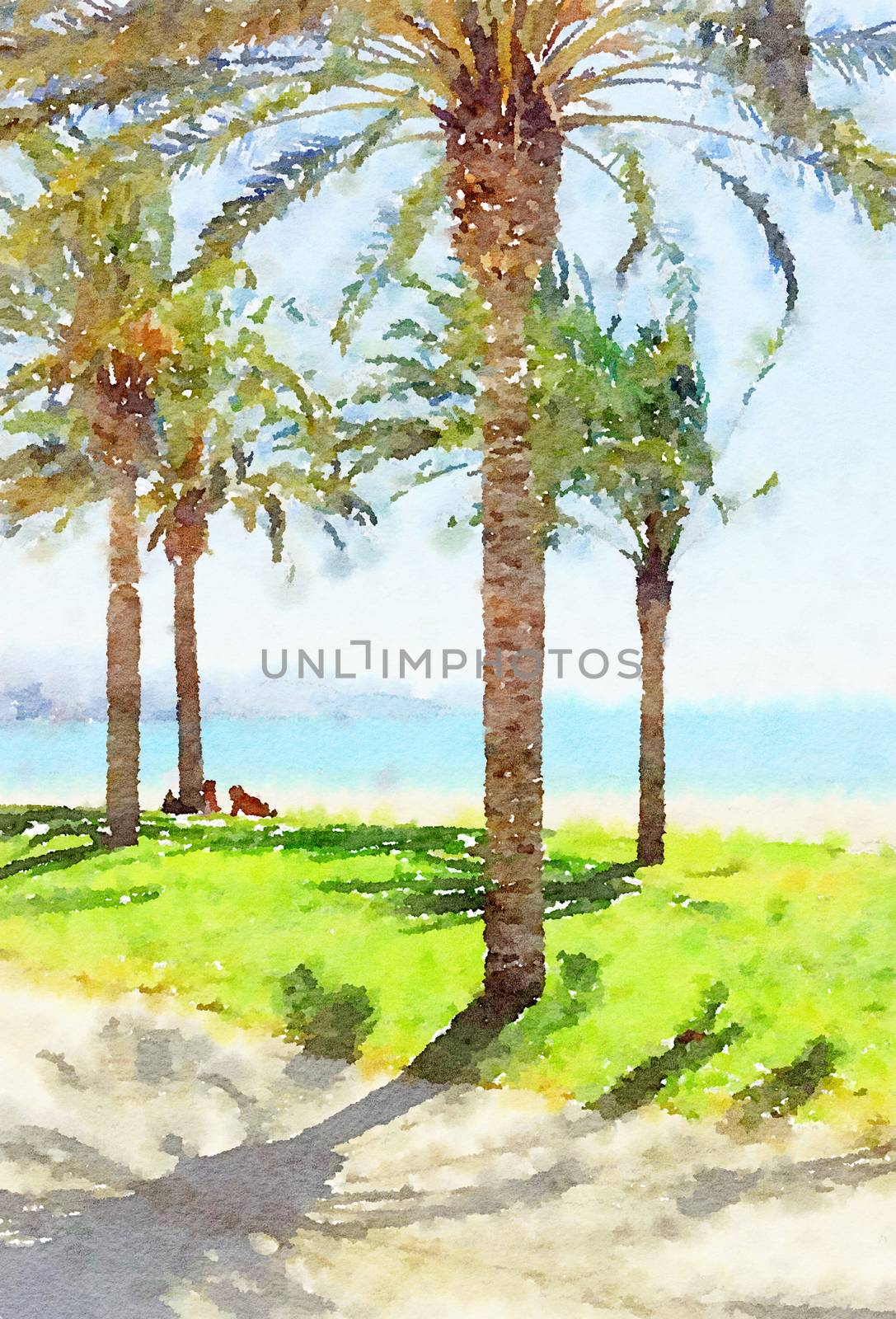 Watercolour Art Print, Sea and Travel Scene by Anneleven