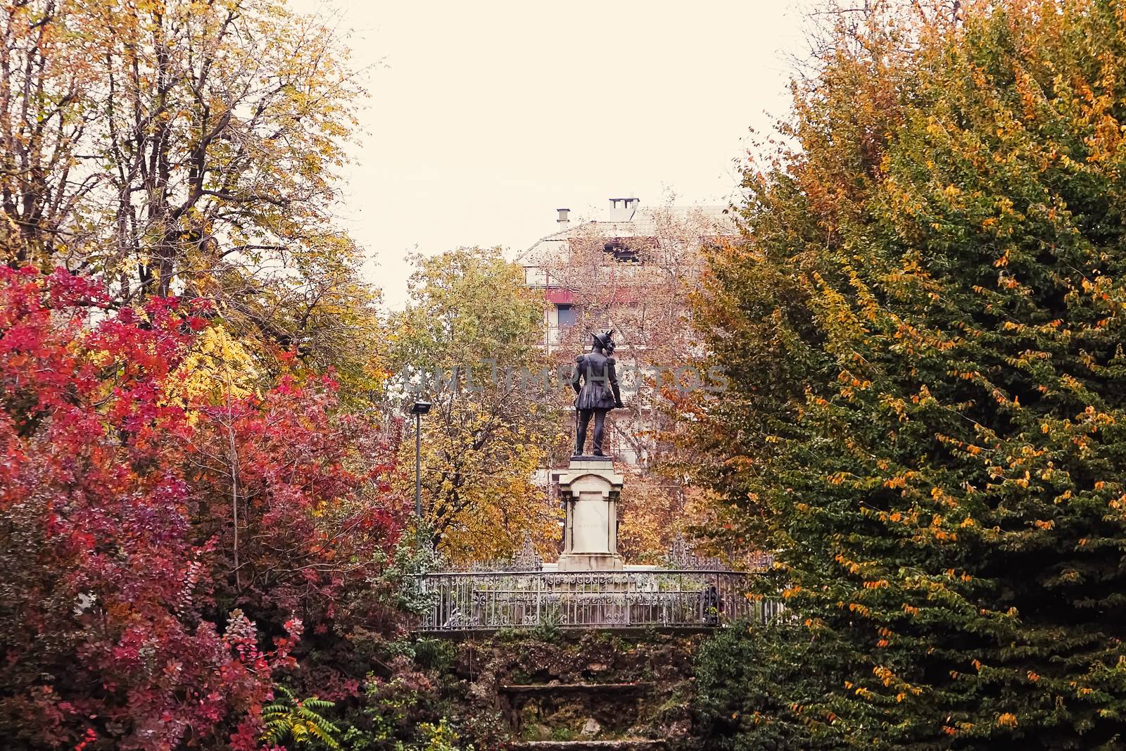 Autumn nature in park, fall leaves and trees outdoors in Milan, Lombardy region in Northern Italy by Anneleven