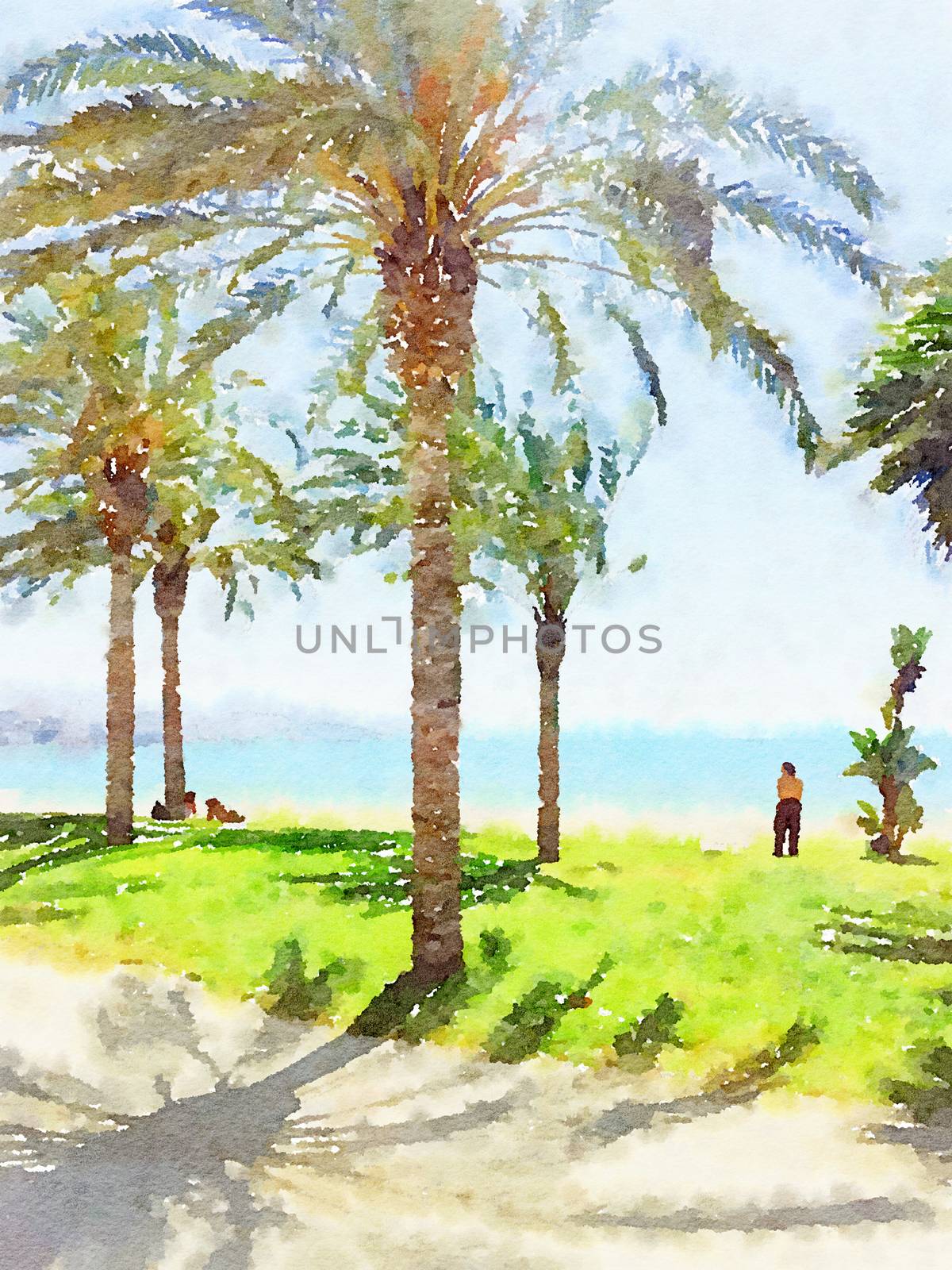 Watercolour Art Print, Sea and Travel Scene by Anneleven