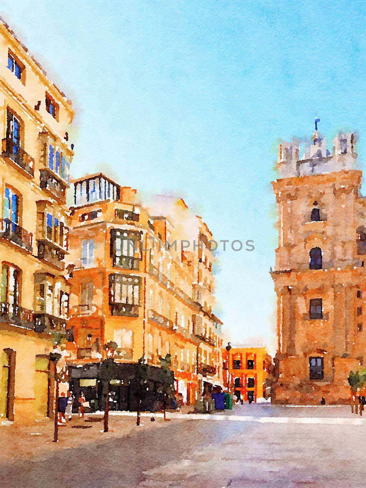 Watercolour Art Print, Travel in Europe Scene by Anneleven