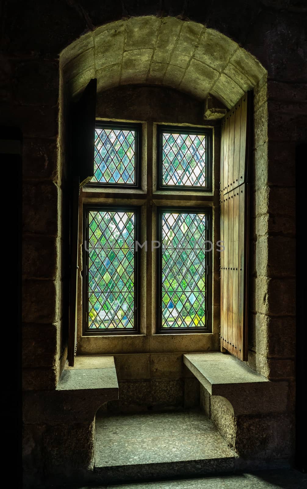 Window seat inside the palace of the Dukes of Braganza by steheap