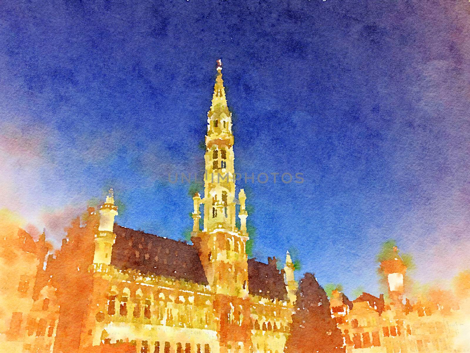 Watercolour Art Print, Travel in Europe Scene by Anneleven