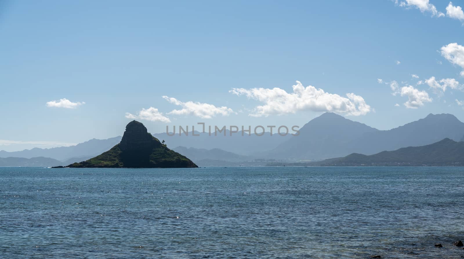 Island known as Chinaman's rock or Mokoli'i off the coast of Oahu, Hawaii