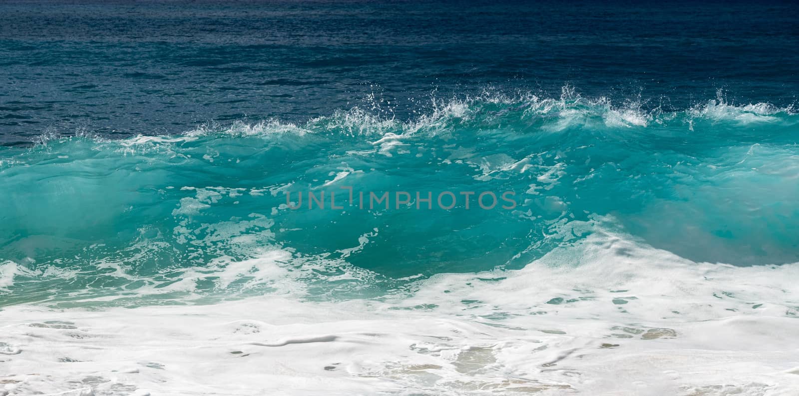 Winter waves frozen in fast shutter speed photo on west coast of Oahu by steheap