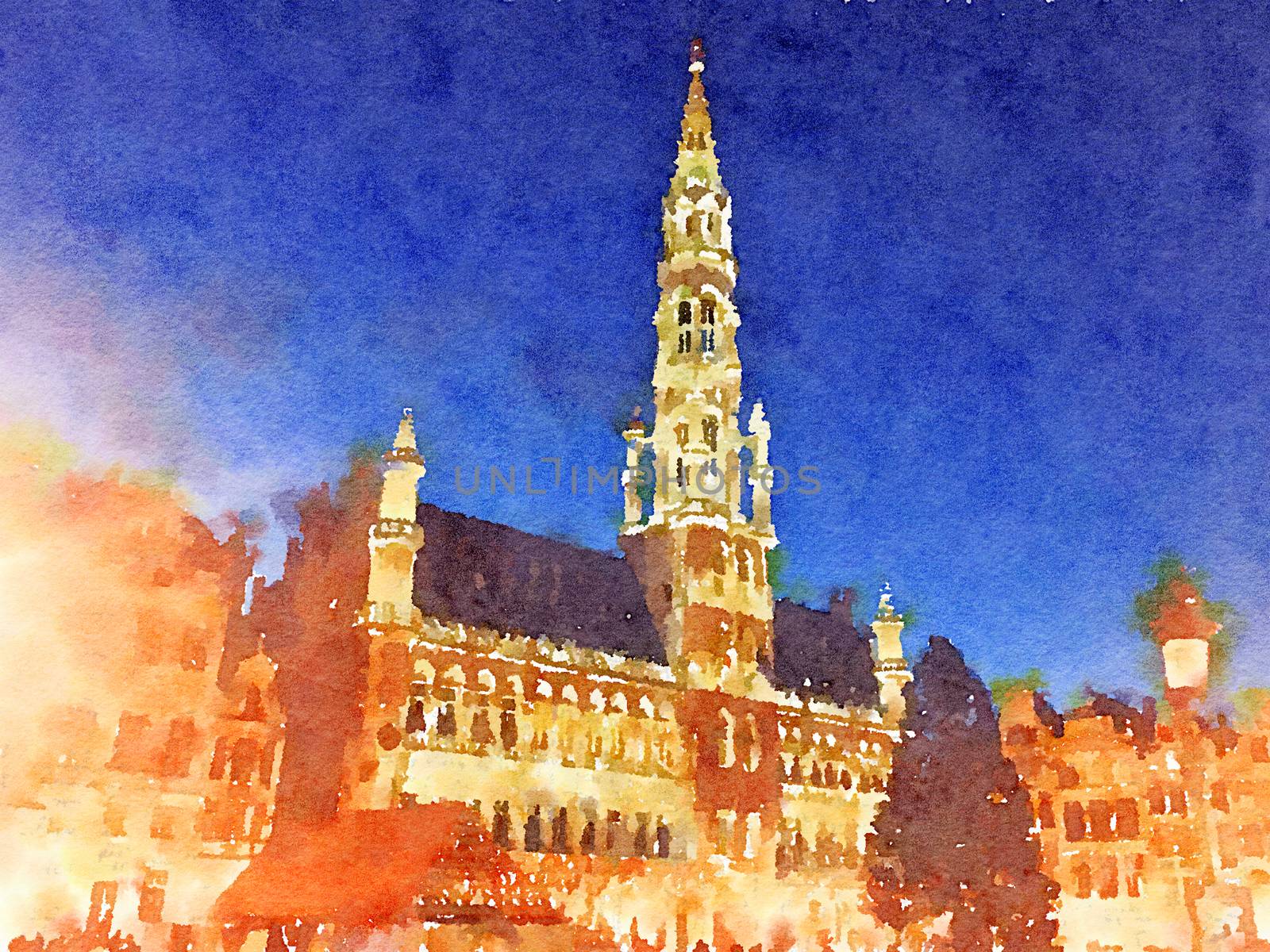 Watercolour Art Print, Travel in Europe Scene by Anneleven