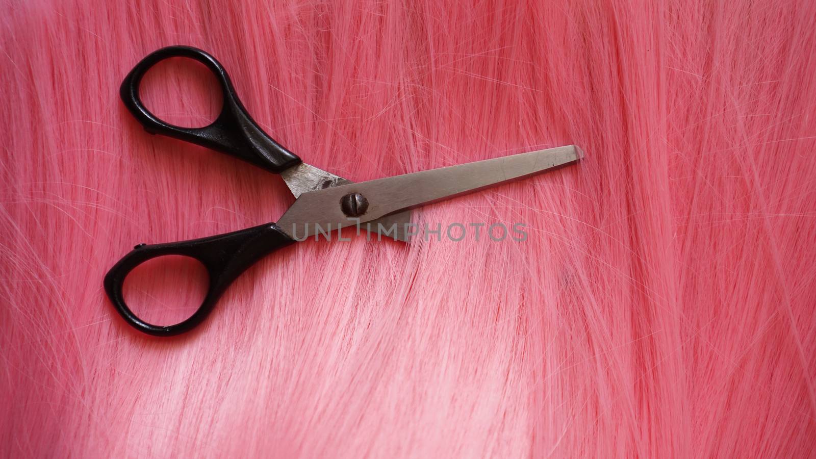 Wig and scissors - pink wig - hairstyle background by natali_brill