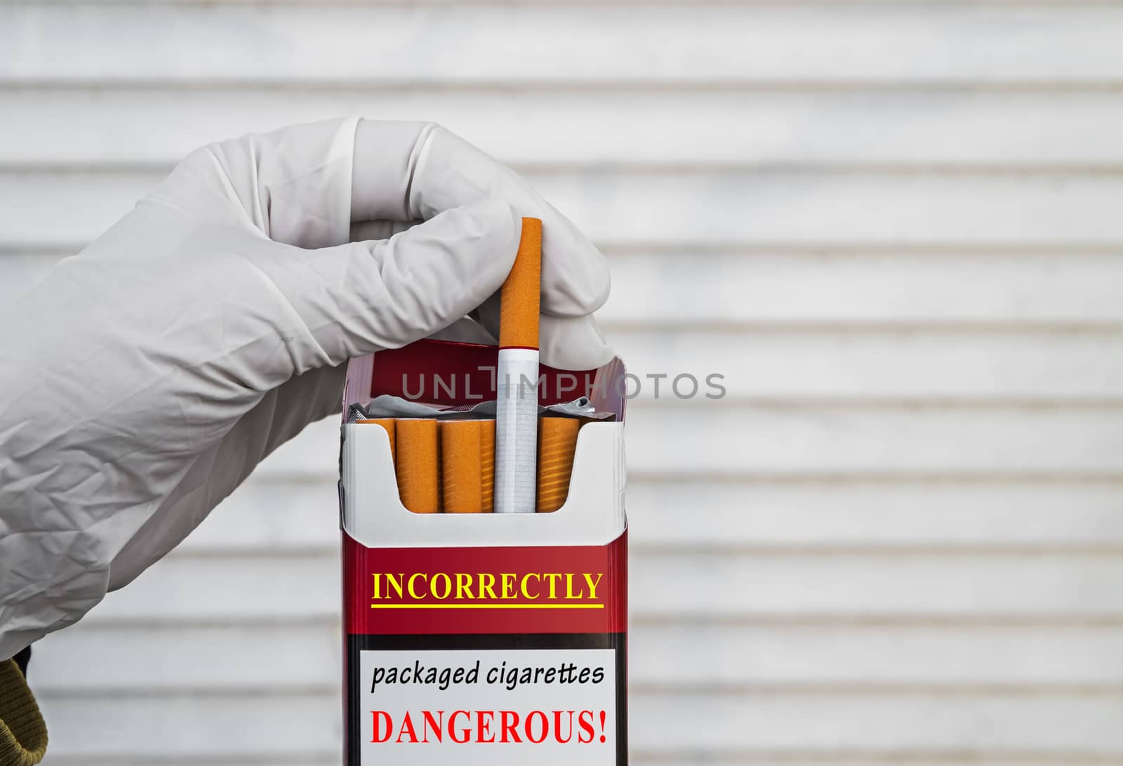 Example of improperly packaged cigarettes that can smoker with a virus or bacterium