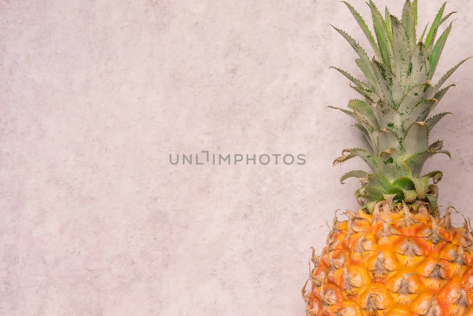Tropical and Seasonal Summer Fruits. Pineapple with blank space backgrounds, Healthy Lifestyle. Flat Lay