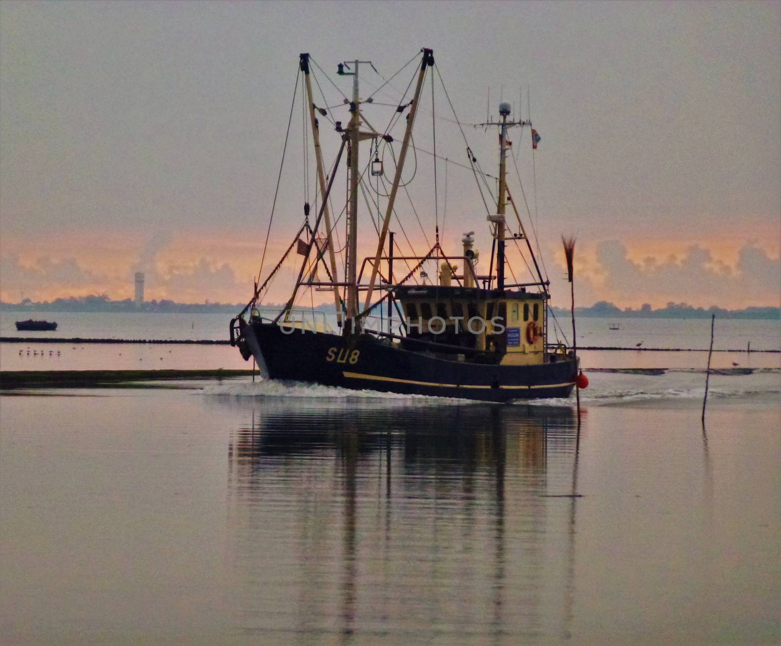 A close up of a ship returning from the north sea