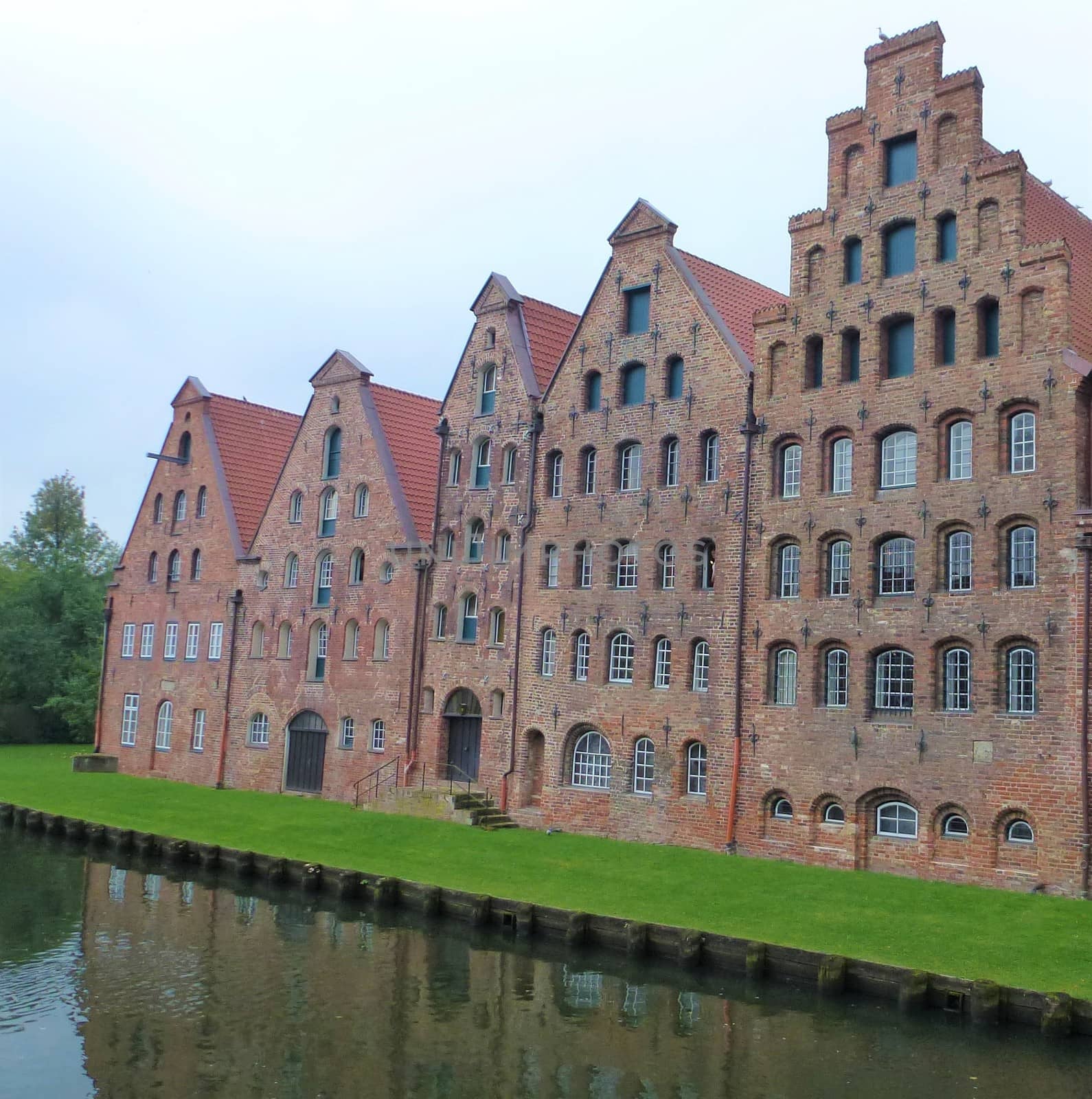 Photo of old brick houses in the city of Luebeck