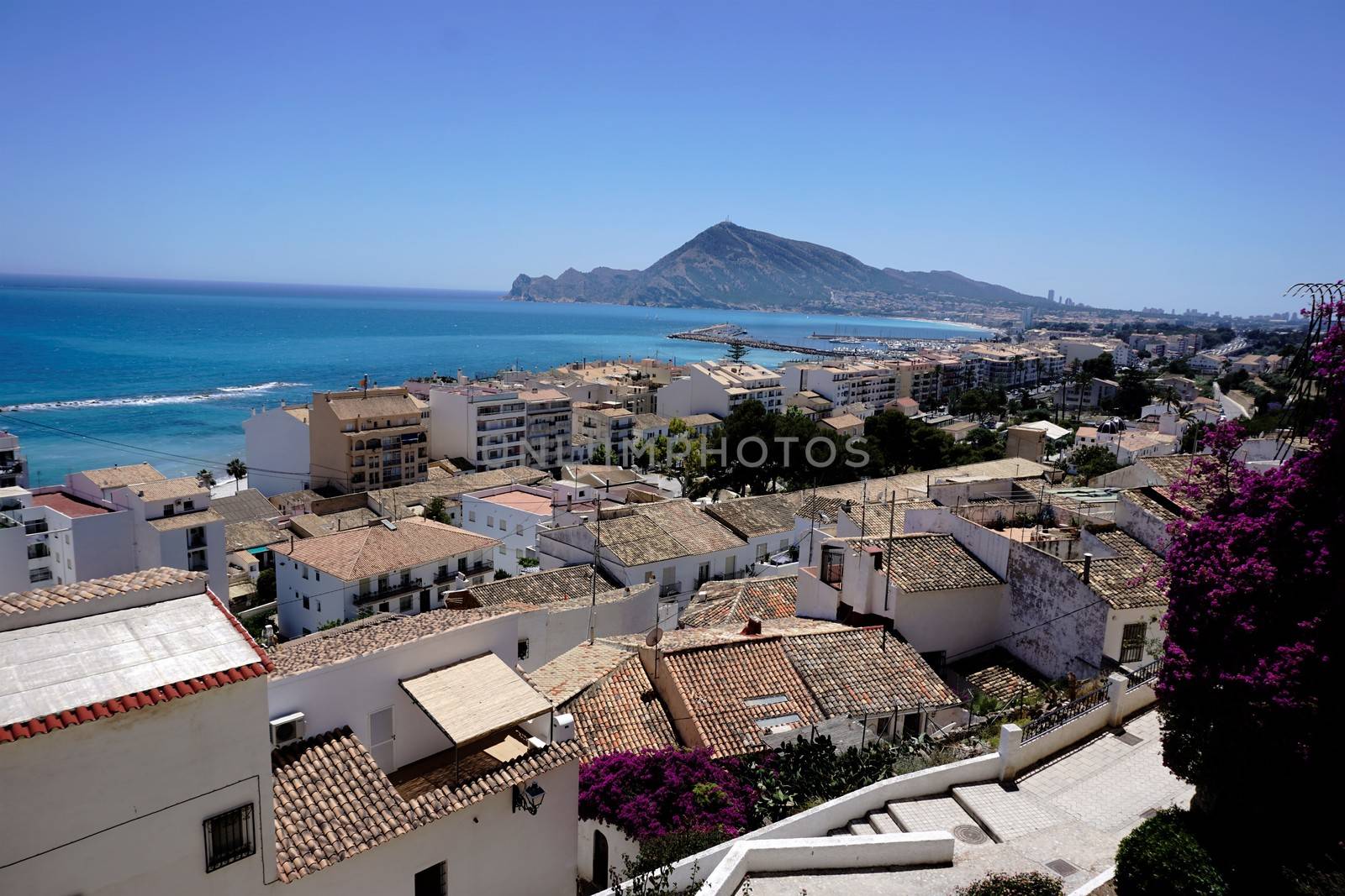 View from Altea over the sea to Benidorm, Spain