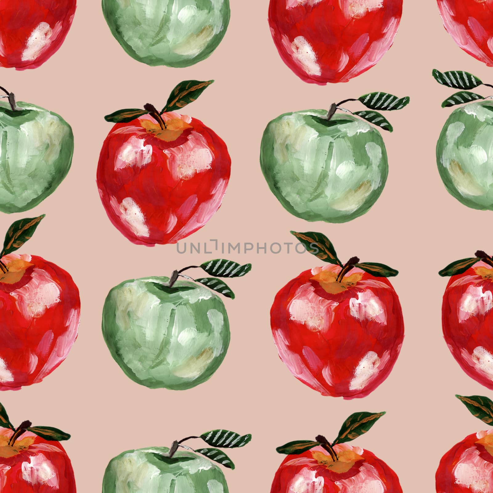 Geometric seamless pattern with apples. Repeated apple and leaves fruit background for design, fabric, print, textile, textile, wallpaper, posters.