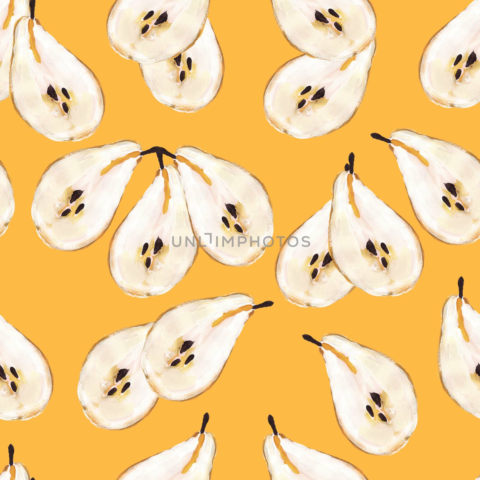 Sliced pears with seeds seamless pattern. by Nata_Prando