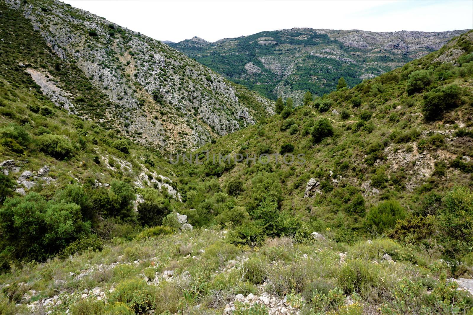 Panoramic view from Sierra del Penon to the El Cocoll mountain, Spain