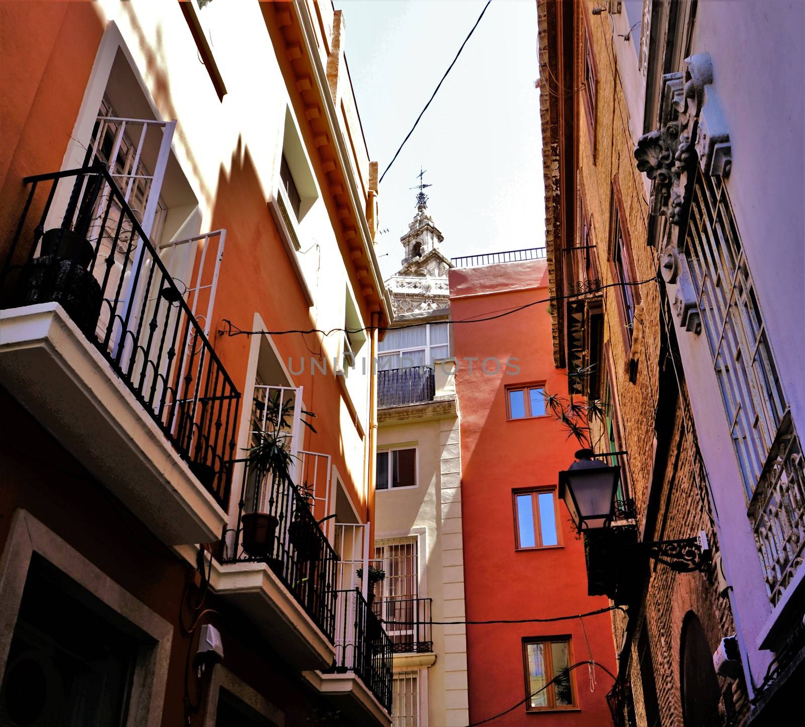 Tranquil street in the city center of Valencia, Spain