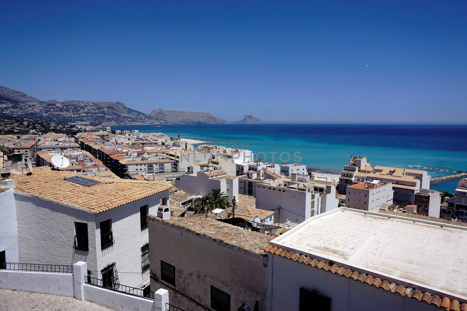 Beautiful view over Altea, Spain and turquois mediterranean sea