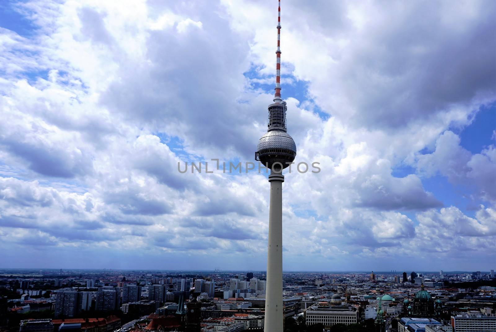 Berlin cityskape -Fernsehturm, city center and clouds