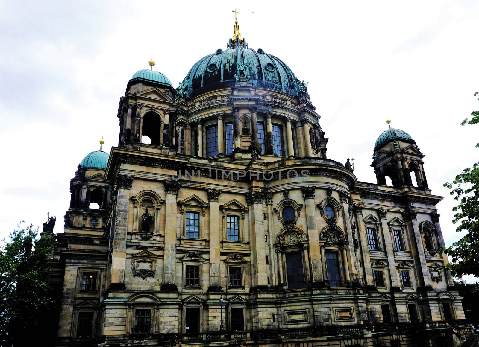 Close-up of the Berlin cathedral on cloudy day
