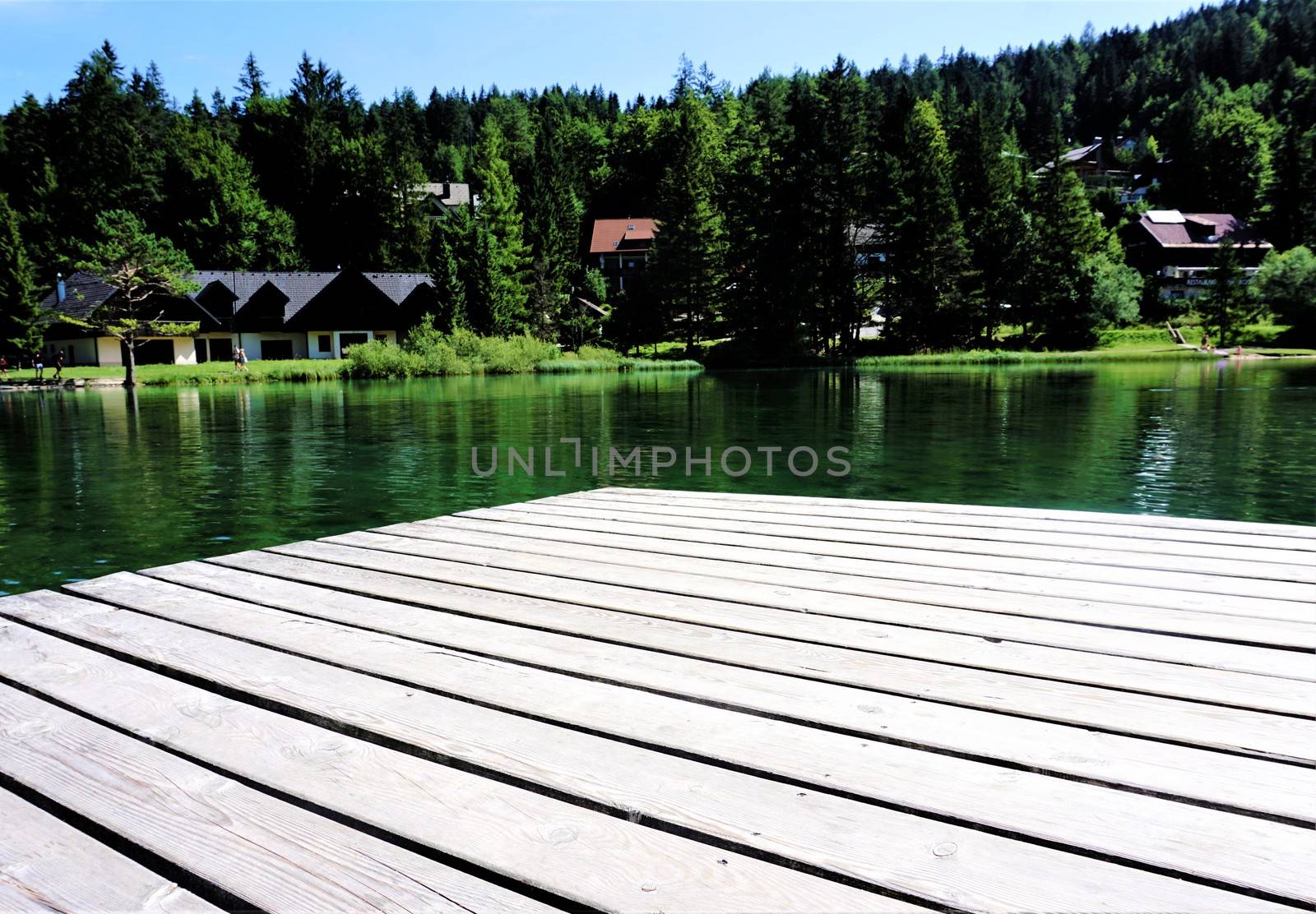 View over Lake Jasna, Kranjska Gora, Slovenia in summer