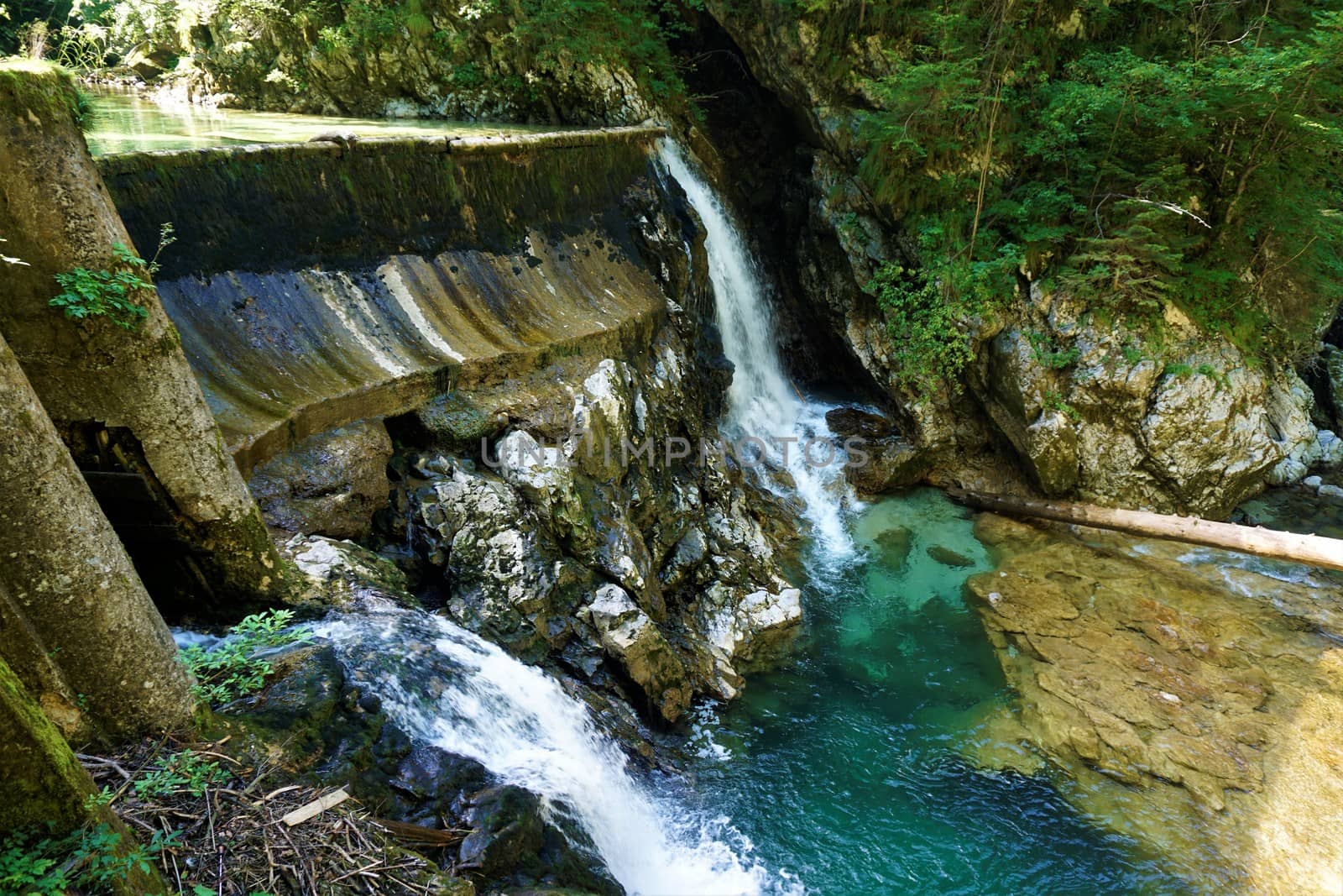 Vintgar Gorge waterfall - crystal clear water by pisces2386