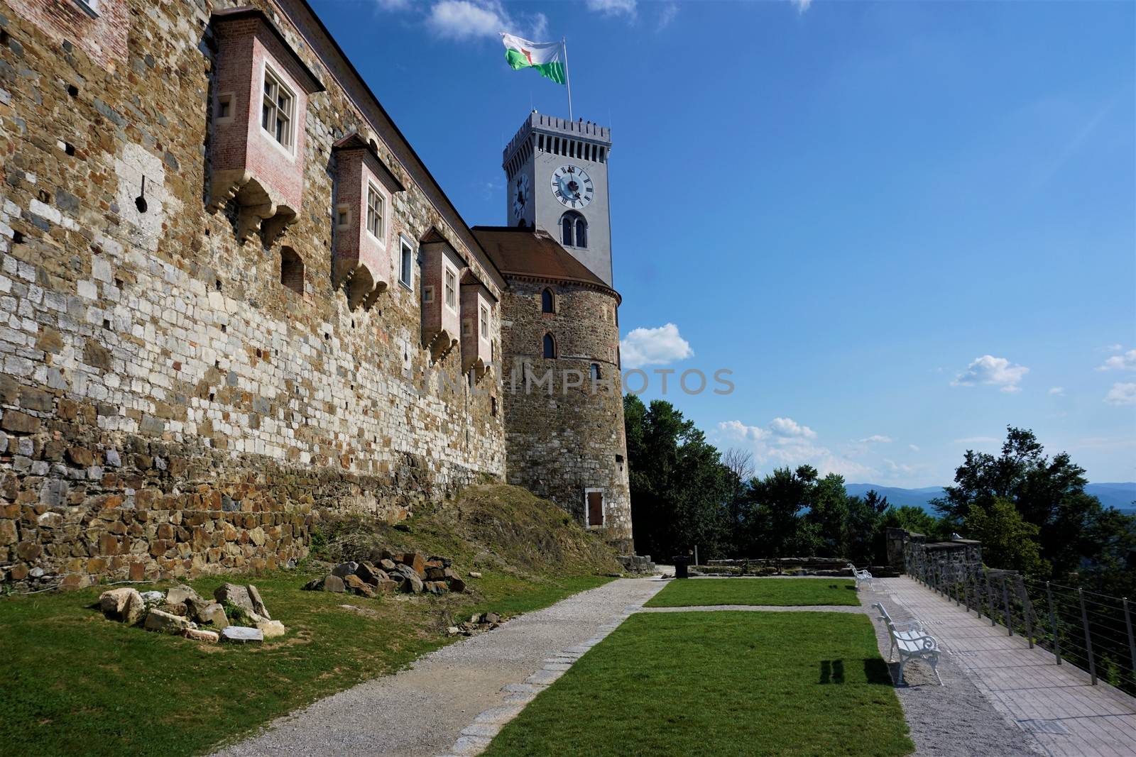 The castle of Ljubljana, Slovenia with park