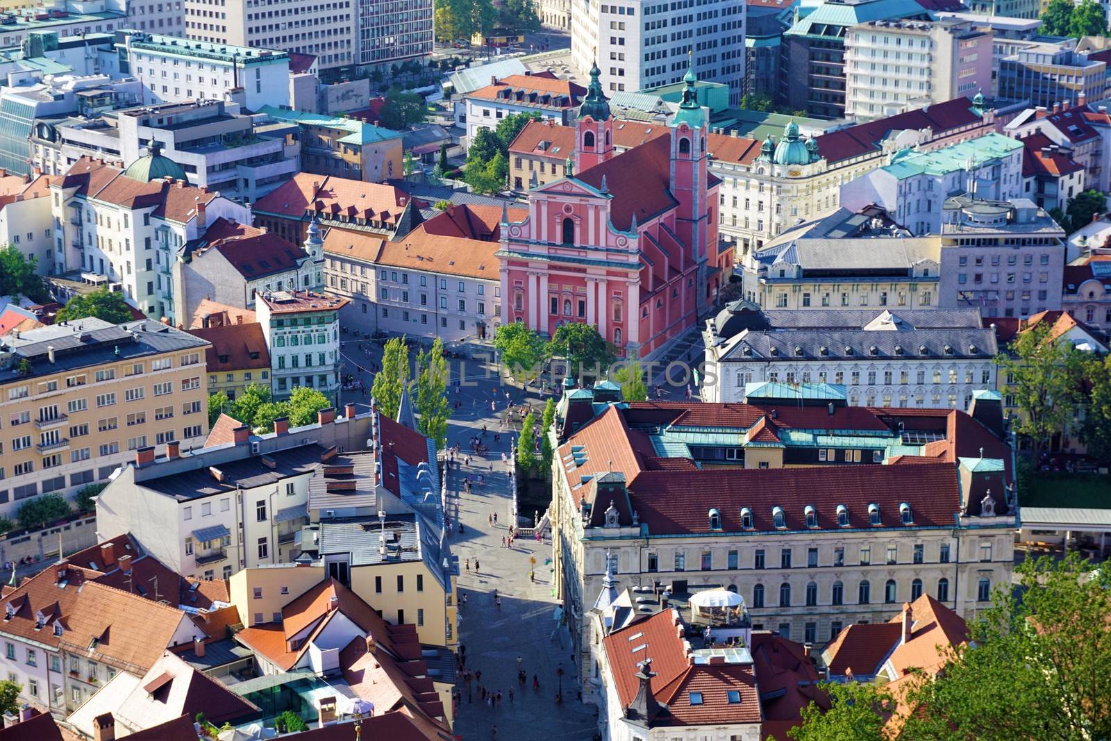 View over Ljubljana city center by pisces2386