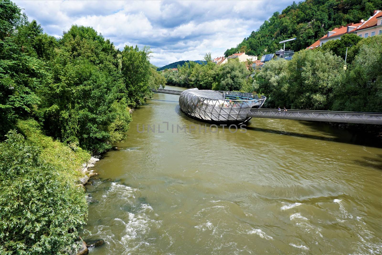 Mur river and island in Graz by pisces2386