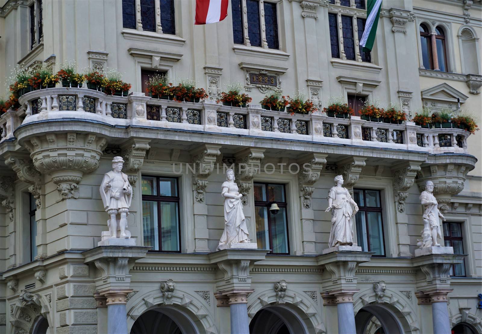 The figurines on the city hall of Graz, Austria