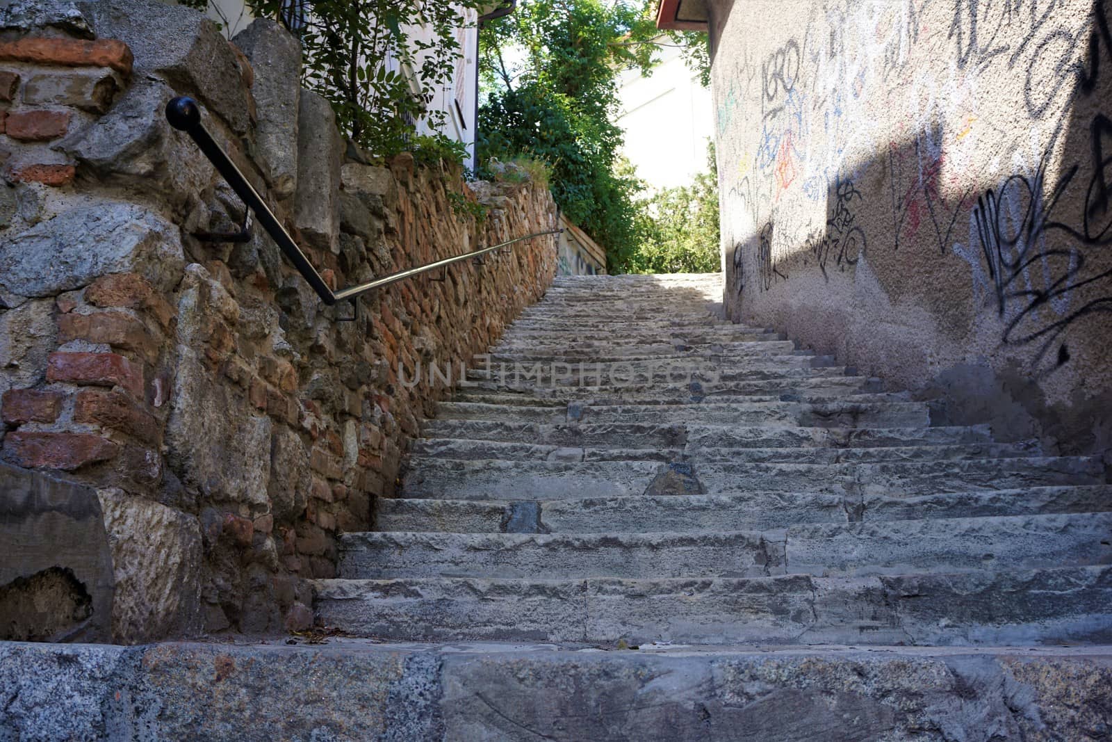 Old steps up to the castle of Bratislava, Slovakia
