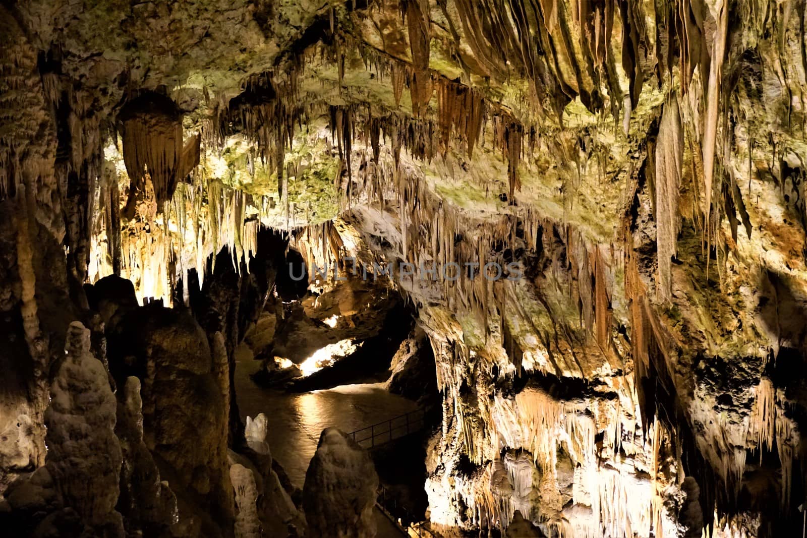 Stalactites and stalagmites in the Postojna cave, Slovnia