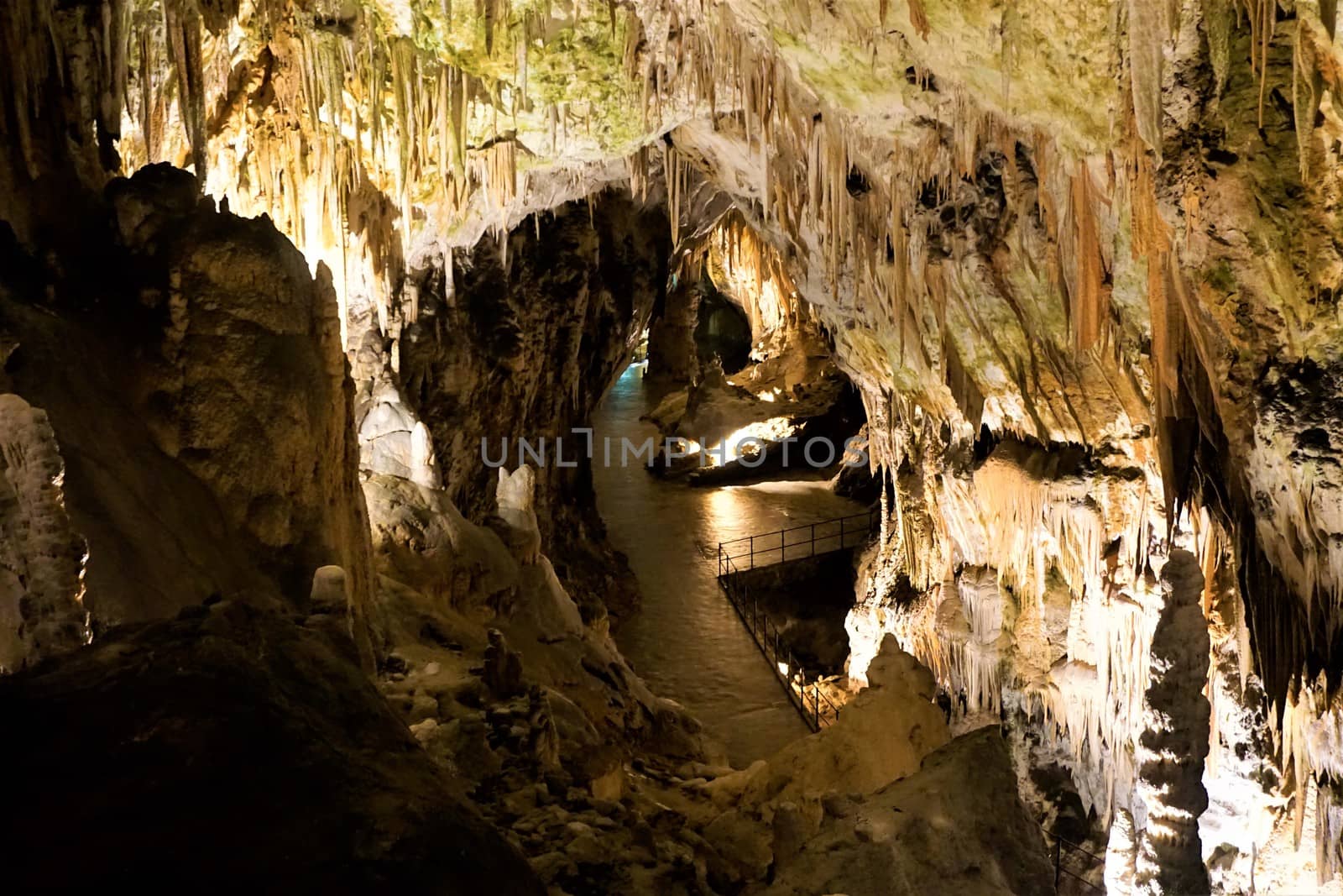 Stalactites and stalagmites in the Postojna caves, Slovenia
