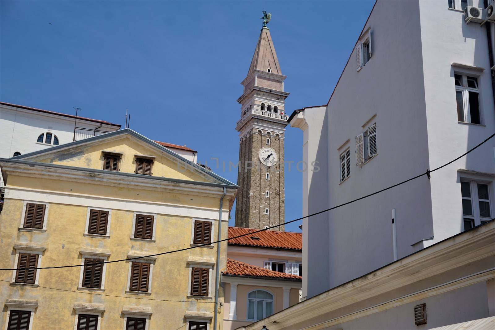 The campanile bell tower of Piran, Slovenia