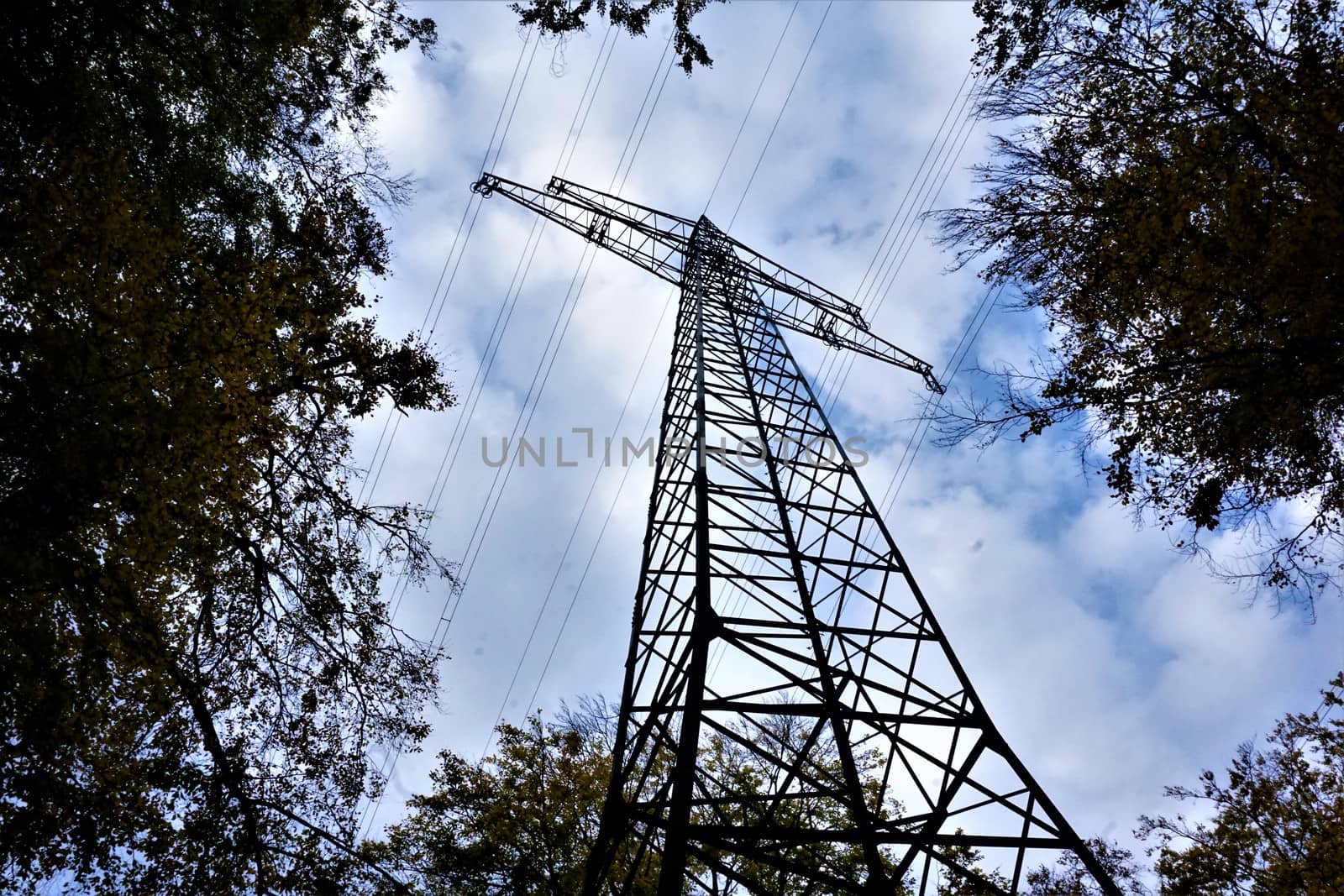 Transmission tower in the forest of Nussloch, Germany