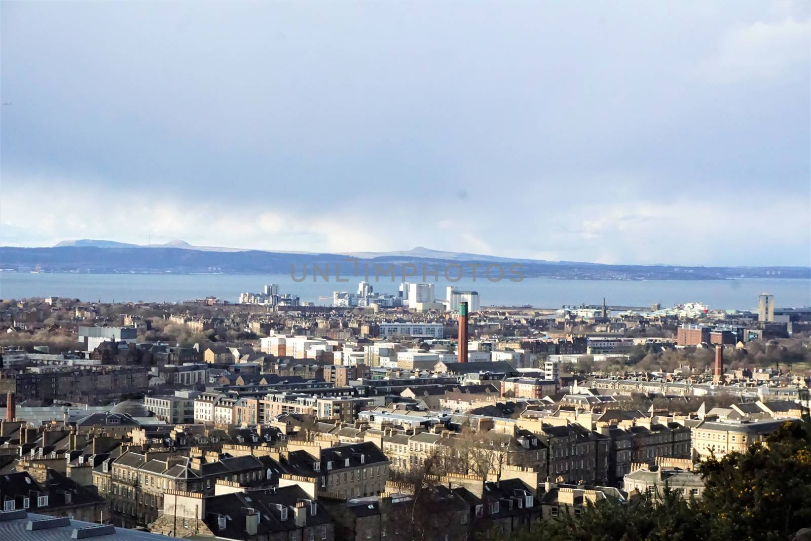 View from Calton Hill Edinburgh to the sea by pisces2386