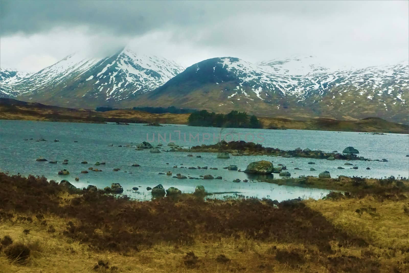 Mountains with Lochan na h-Achlaise, Bridge of Orchy by pisces2386