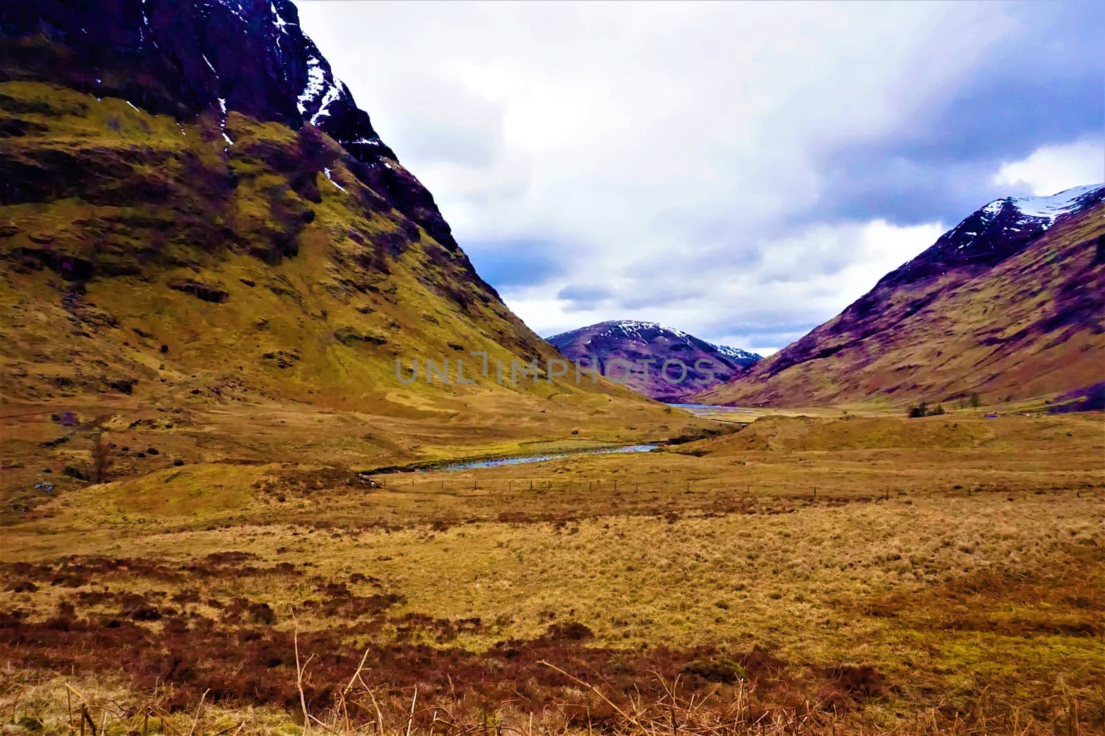 Beautiful valley near Loch Achtriochtan, Glencoe Scotland