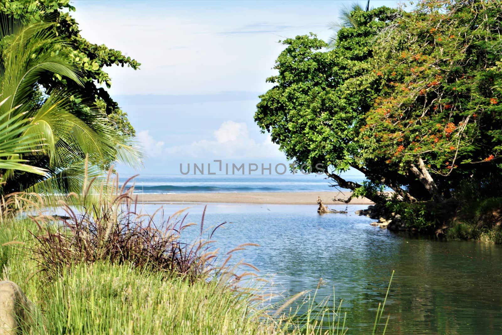 View from Quebrada Bonita river mouth to Jaco beach, Costa Rica